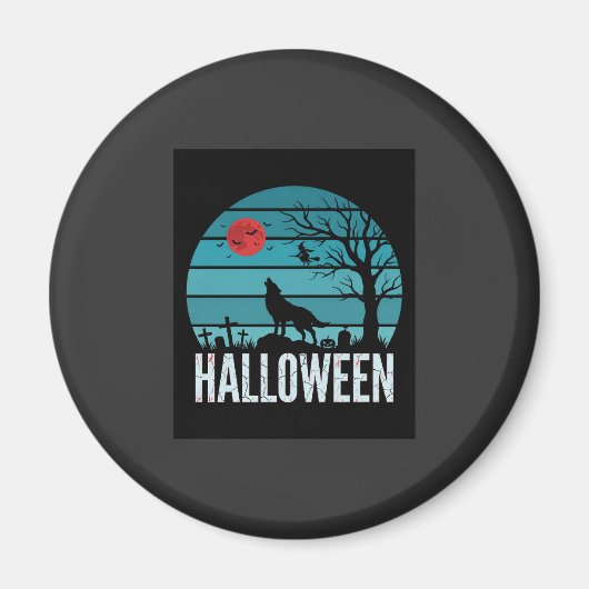Halloween Wolf Kerkhof Maan Vector Magneet (Voorkant)
