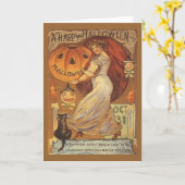 Halloween  Woman en Jack o' Lantern Kaart (Gele Bloem)