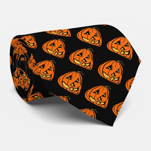Halloween Wonky Pumpkin Stropdas (Opgerold)