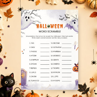 Halloween Woord Door Elkaar Game | Griezels Feests Kaart