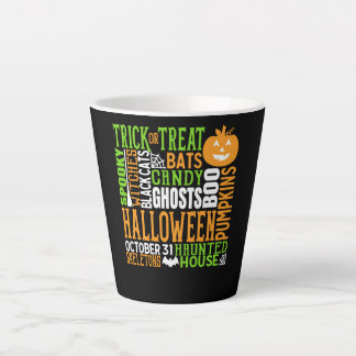 Halloween Word Jumble Colorful Cute Spider Pumpkin Latte Mok