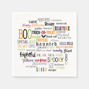 Halloween Words Typography Fun Party Napkins Servet