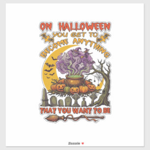 Halloween Wordt Alles Ketel Kat Geest Pompoen Sticker
