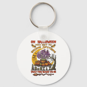 Halloween Wordt Iets Ketel Kat Geest Pompoen Sleutelhanger