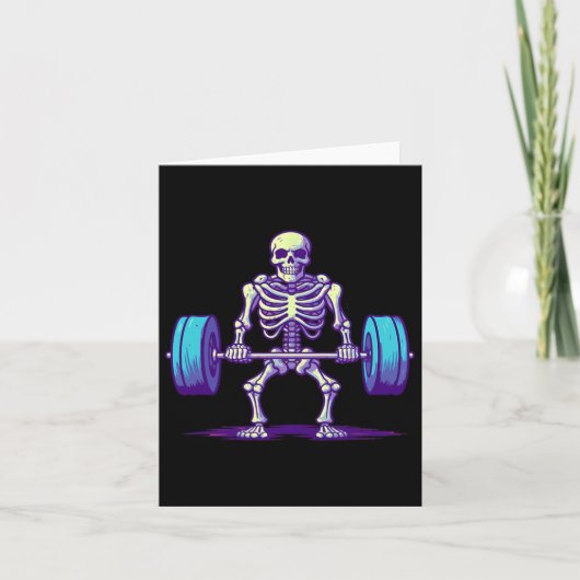 Halloween Workout Kostuum Grappig Deadlift Skelet Kaart (Voorkant)