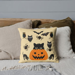 Halloween Worpkussen Zwarte Kat Griezelig Knuffel Kussen