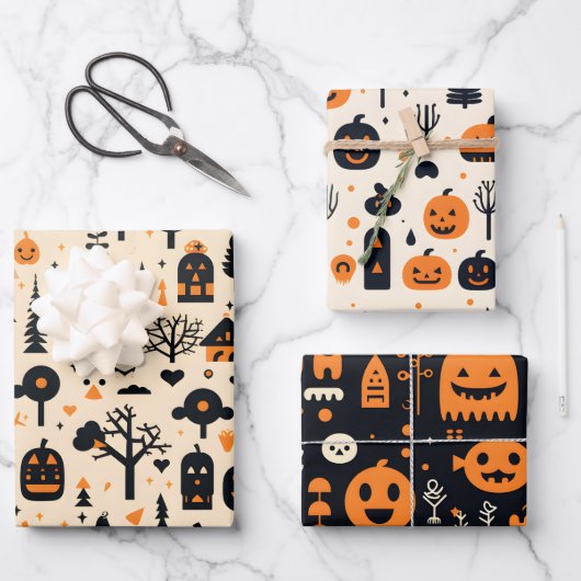 Halloween Wrapping Paper Sheets Set van 3 (Voorkant)