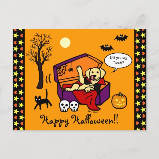 Halloween Yellow Lab Vampire Briefkaart (Voorkant)