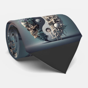 Halloween Yin-Yang Skelet Fusion Stropdas