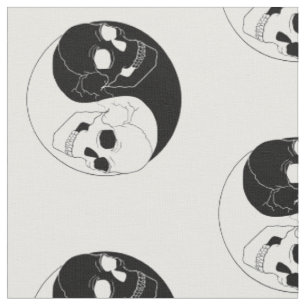 halloween yin yang skull creepy gothic stof