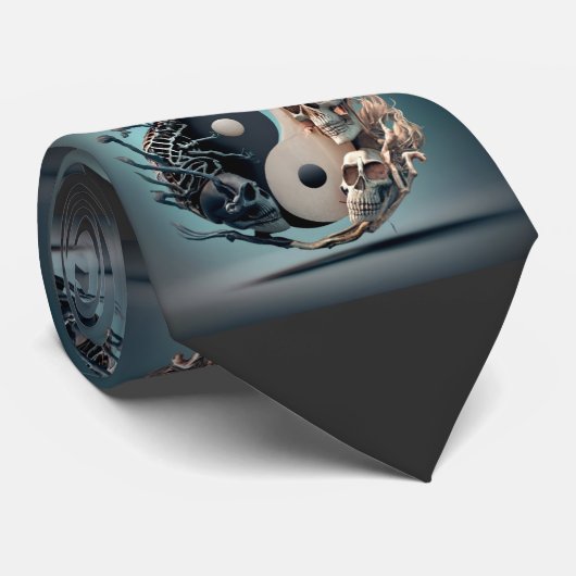 Halloween YinYang Skeleton Art Stropdas (Opgerold)