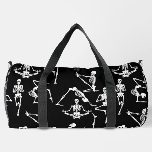 Halloween yoga skeletten zwart plunjezak (Achterkant)