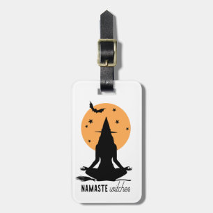 Halloween yoga Witch Bagagelabel