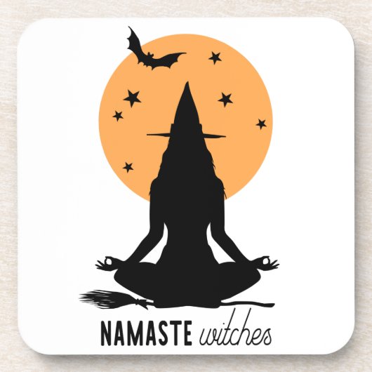 Halloween yoga Witch Bier Onderzetter (Voorkant)