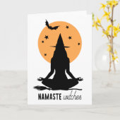 Halloween yoga Witch Kaart (Gele Bloem)