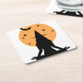 Halloween yoga Witch Vierkante Kartonnen Onderzetter (Schuin)