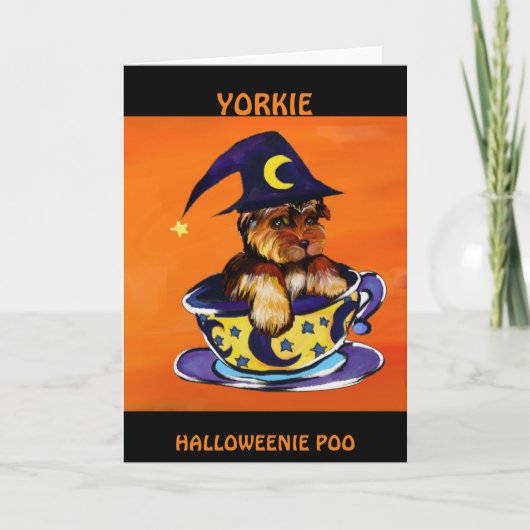 Halloween Yorkie Poo Kaart (Voorkant)