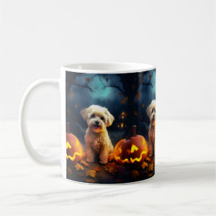 Halloween Yorkipoo Met Pompoenen Eng Koffiemok