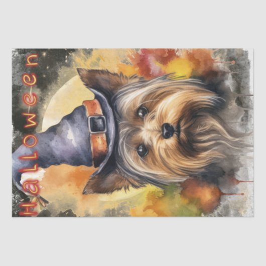 Halloween Yorkshire Terrier Hond Tissuepapier (Voorkant)