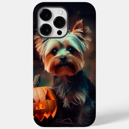 Halloween Yorkshire Terrier met pompoenen eng Case-Mate iPhone Case (Achterkant)