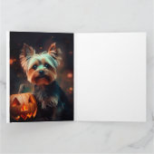 Halloween Yorkshire Terrier met pompoenen eng Kaart (Binnen)