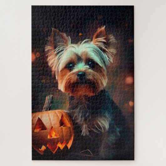 Halloween Yorkshire Terrier met pompoenen eng Legpuzzel (Verticaal)