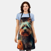 Halloween Yorkshire Terrier met pompoenen eng Schort (Gedragen)