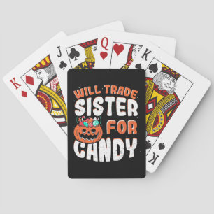 Halloween zal zus voor snoep ruilen pokerkaarten