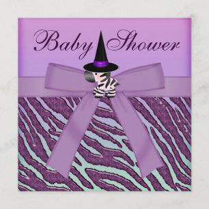 Halloween Zebra Paars Animal Print Baby shower Kaart