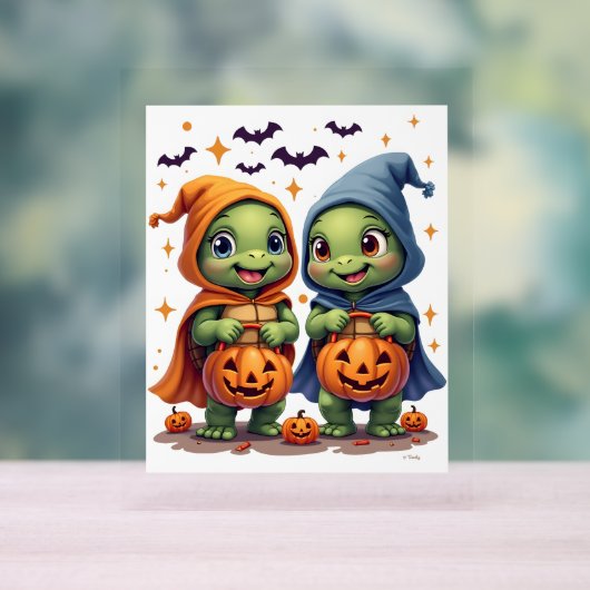 Halloween Zee Turtle Ghost Turtles T-shirt Acryl Bord (Neutraal)