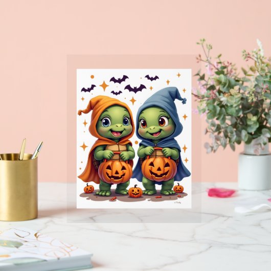 Halloween Zee Turtle Ghost Turtles T-shirt Acryl Bord (Huwelijk)