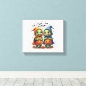 Halloween Zee Turtle Ghost Turtles T-shirt Canvas Afdruk (Insitu (Houten vloer))