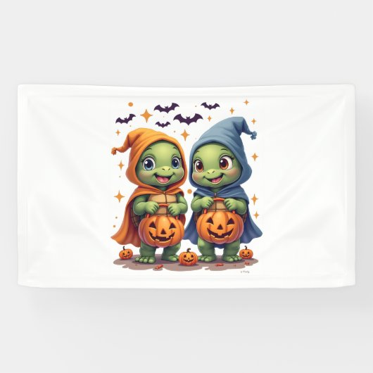 Halloween Zee Turtle Ghost Turtles T-shirt Spandoek (Horizontaal)