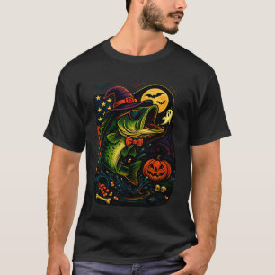 Halloween Zeebaars Vis US Vlag Kostuum Patriottisc T-shirt
