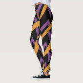 Halloween Zig Zags Orange Purple Leggings (Gauche)