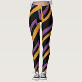 Halloween Zig Zags Orange Purple Leggings (Devant)
