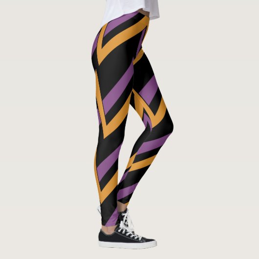 Halloween Zig Zags Orange Purple Leggings (Droite)