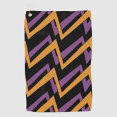 Halloween Zig Zags Oranje Paars Golfhanddoek (Voorkant)