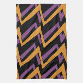 Halloween Zig Zags Oranje Paars Theedoek (Verticaal)