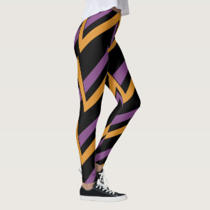 Halloween Zig Zags Oranje Paarse Leggings