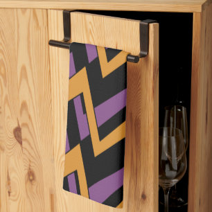 Halloween Zigzags Oranje Paars Theedoek