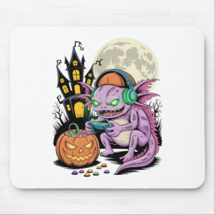 Halloween Zombie Axolotl Gamer Behekst Kasteel Vid Muismat
