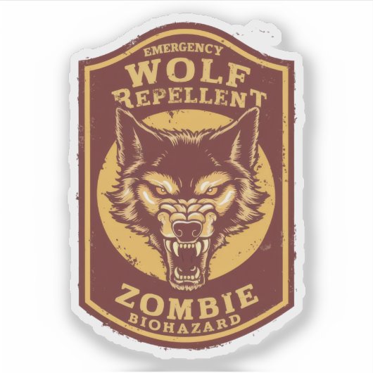Halloween Zombie Biohazard Wolf afstotende fles Sticker (Voorkant)