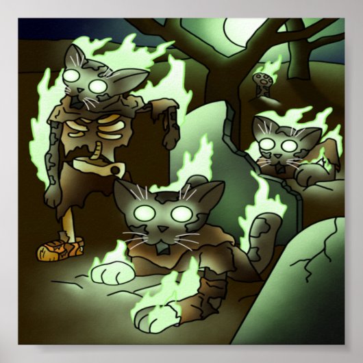 Halloween Zombie Cats Poster (Voorkant)