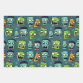 Halloween zombie design with green background inpakpapier vel (Voorkant 3)