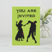 Halloween Zombie Faire-part de mariage vert (Debout devant)