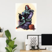 Halloween Zombie Girl Pin Up Poster (Thuiskantoor)