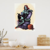 Halloween Zombie Girl Pin Up Poster (Keuken)