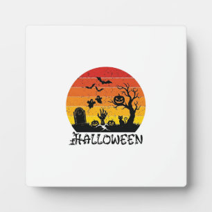 Halloween Zombie Hand Grafsteen Boom Zwart Kat Vle Fotoplaat