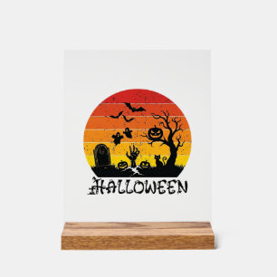 Halloween Zombie Hand Grafsteen Boom Zwarte Kat Vl Acryl Bord